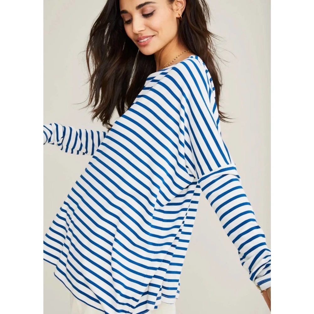Hatch Maternity Long Sleeve Blue Striped Tee